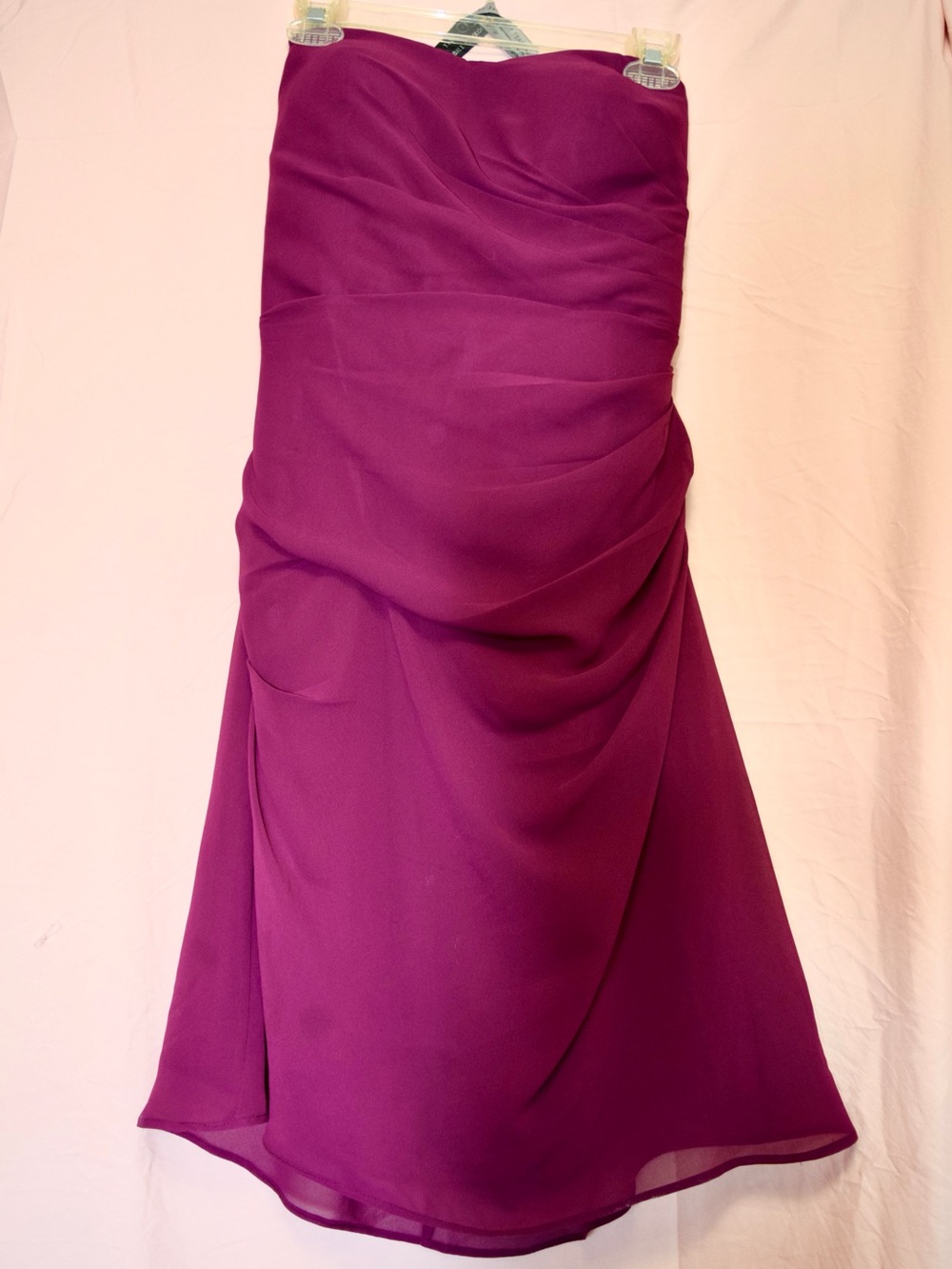 Bill Levkoff magenta Plum Strapless Ruched Chiffon formal Dress 12